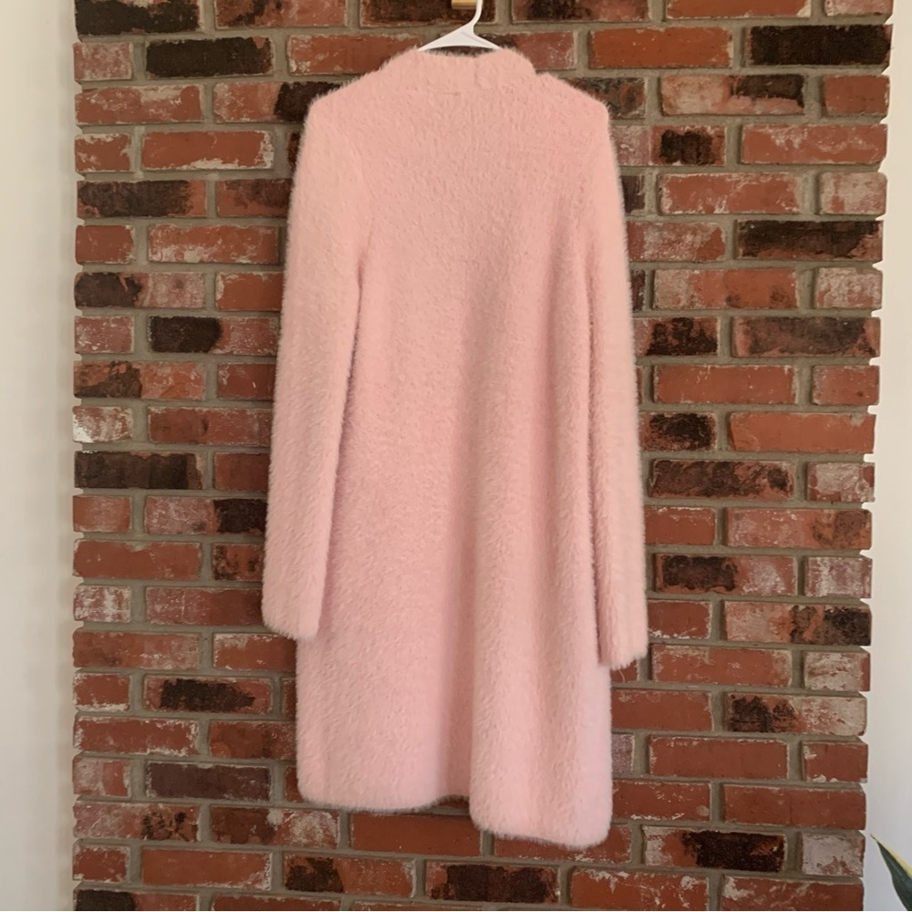 The Limited Powder Pink Fuzzy Sweater Coat Cardigan Duster Pockets Sz M - Picture 6 of 11